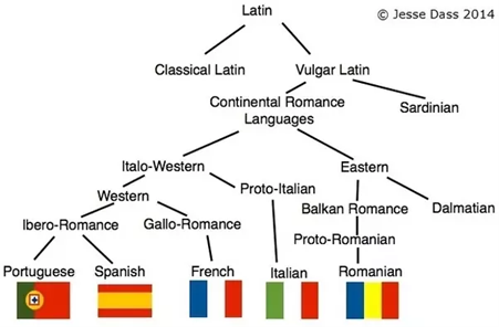 Znázornění vývoje rumunštiny